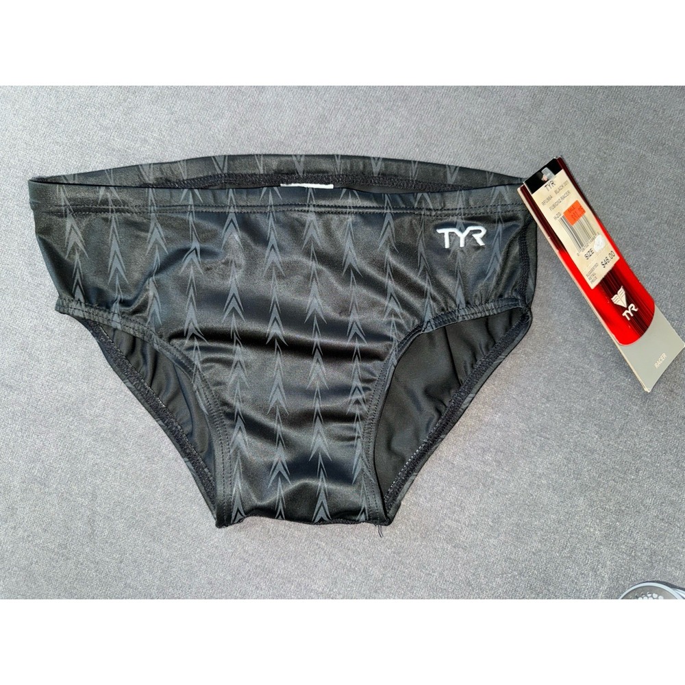 NWT - TYR Men's Racer Swim Brief Swimsuit Speedo Black Size 30